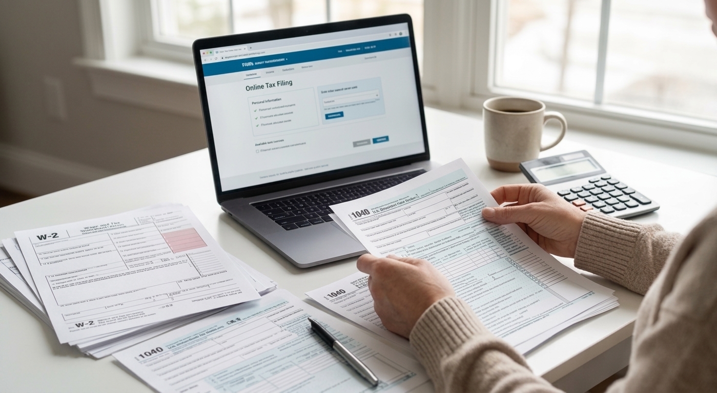 Form 1040 U.S. Individual Income Tax Return on a tax returns folder